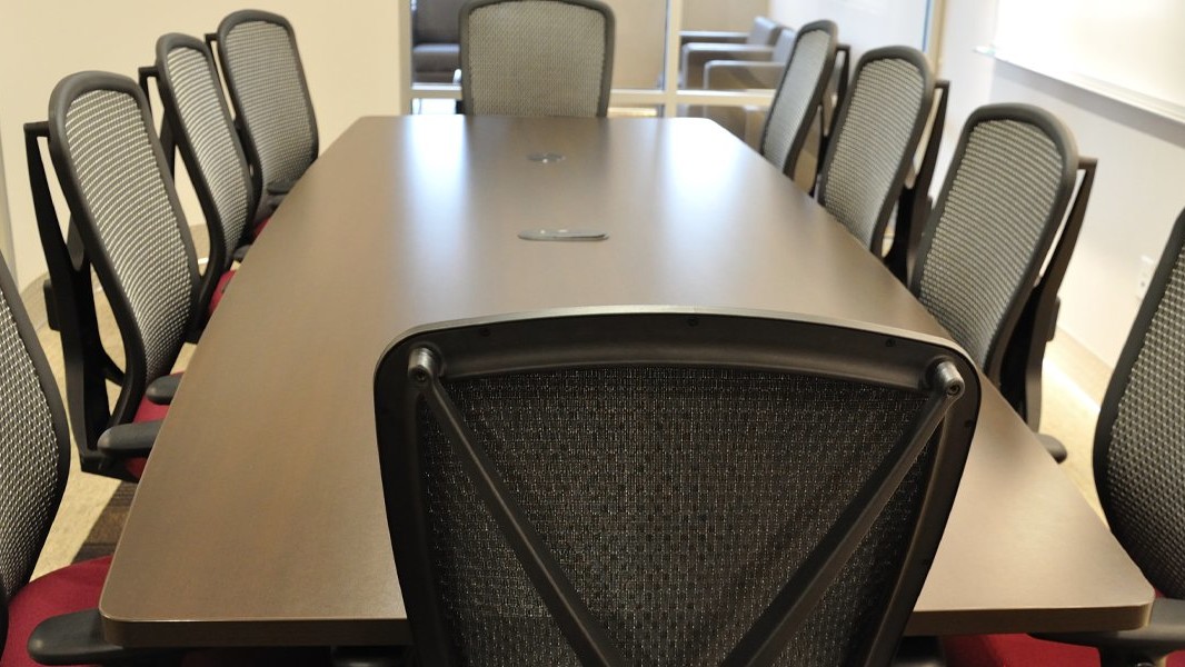 Functional Office Furniture Design Denver: Brown Rectangular Conference Table with chairs