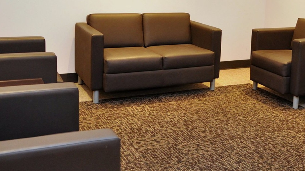 Functional Office Furniture Design Denver: Brown leather Lobby Seating